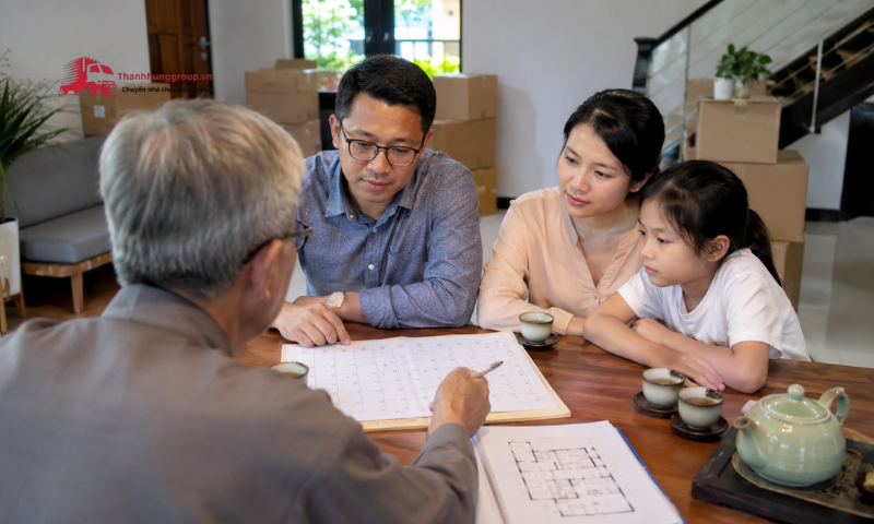 Gia đình tham khảo lịch âm và phong thủy trước khi dọn về nhà mới