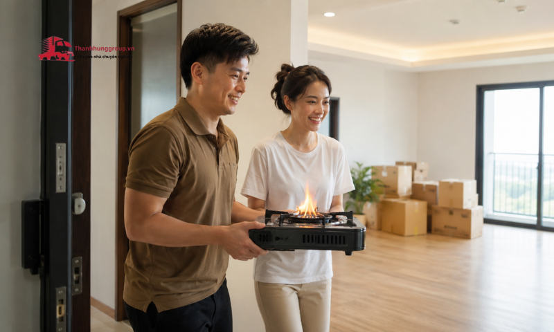 Mang bếp lửa vào nhà mới thể hiện mong muốn gia đình luôn ấm áp, sung túc